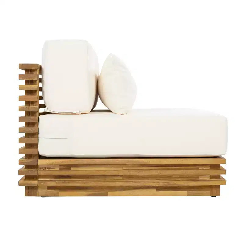 Christopher Knight Home Nolan Patio Modern Acacia Wood 3-Piece Patio Conversation Set with Oversized Club Chairs and Side Table