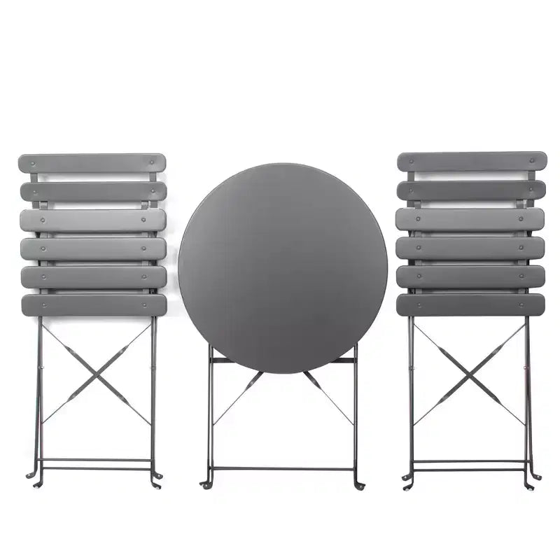 3 Pieces Patio Bistro Balcony Metail Chair Table Set