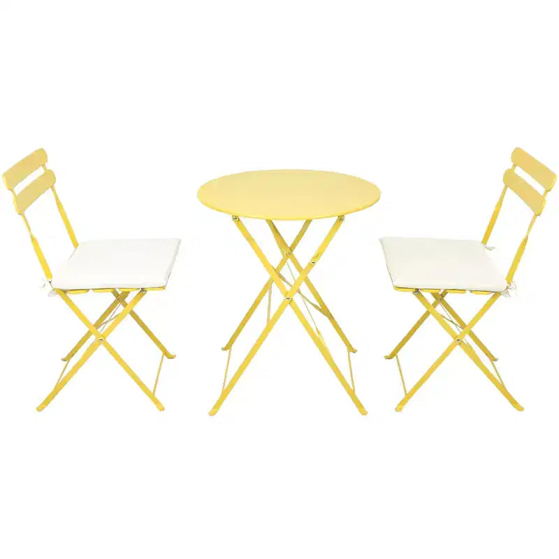 3 Pieces Patio Bistro Balcony Metail Chair Table Set