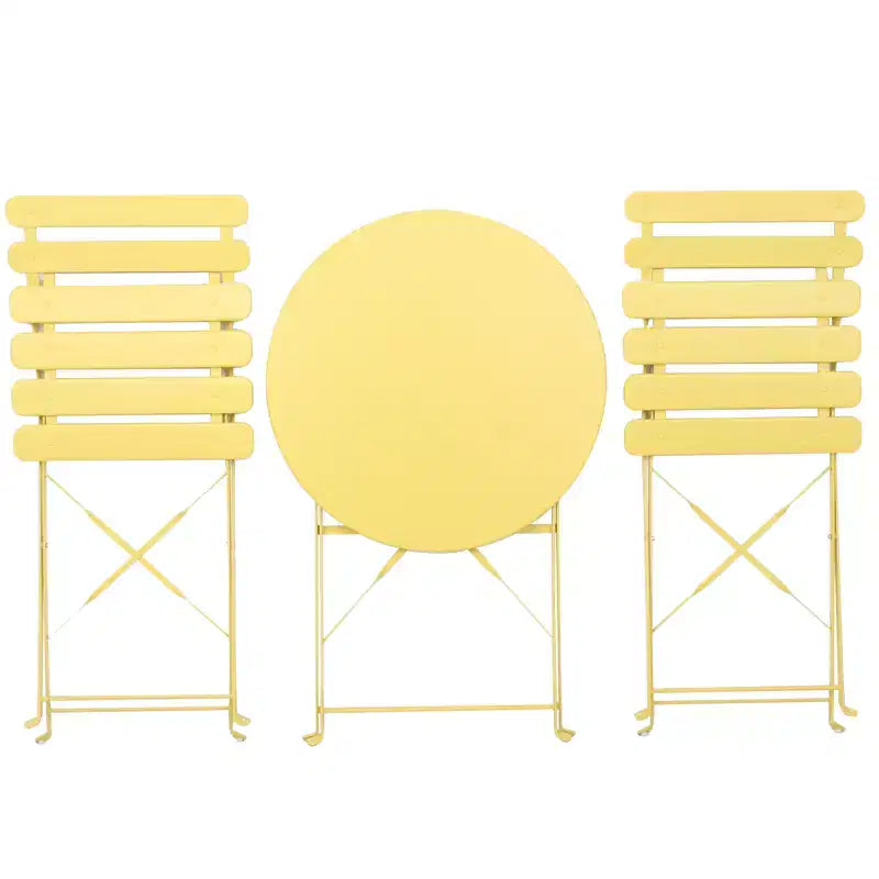 3 Pieces Patio Bistro Balcony Metail Chair Table Set