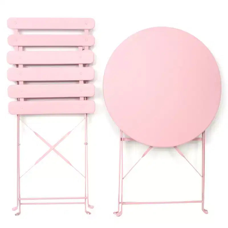 3 Pieces Patio Bistro Balcony Metail Chair Table Set