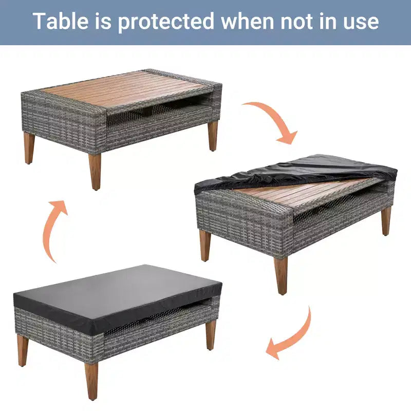 GDFStudio Arthur Patio Modern PE Wicker 6-Piece Conversation Set with Table and Cushions