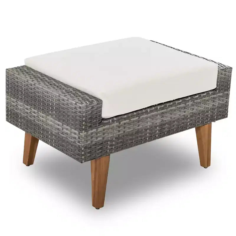 GDFStudio Arthur Patio Modern PE Wicker 6-Piece Conversation Set with Table and Cushions