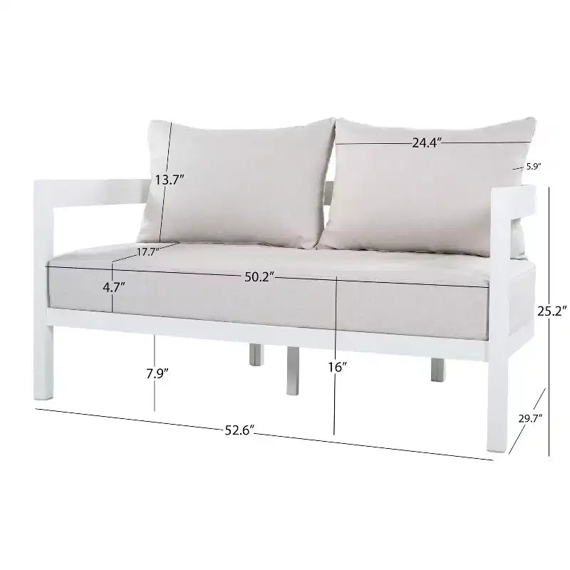 Christopher Knight Home Adriel 4 Piece Modern Outdoor Aluminum Conversation Set with Glass Coffee Table