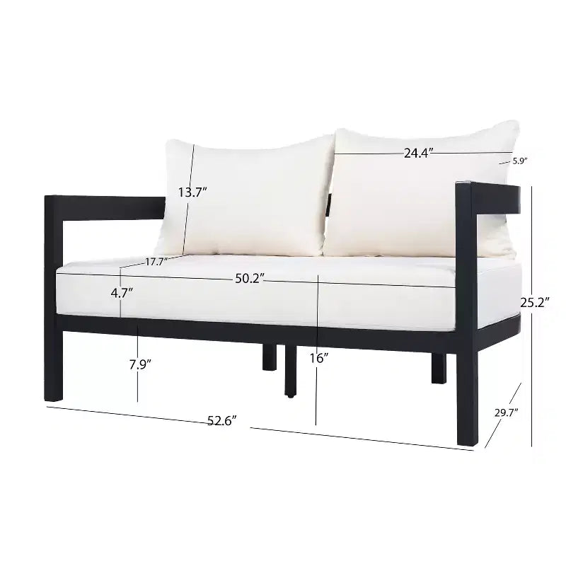 Christopher Knight Home Adriel 4 Piece Modern Outdoor Aluminum Conversation Set with Glass Coffee Table