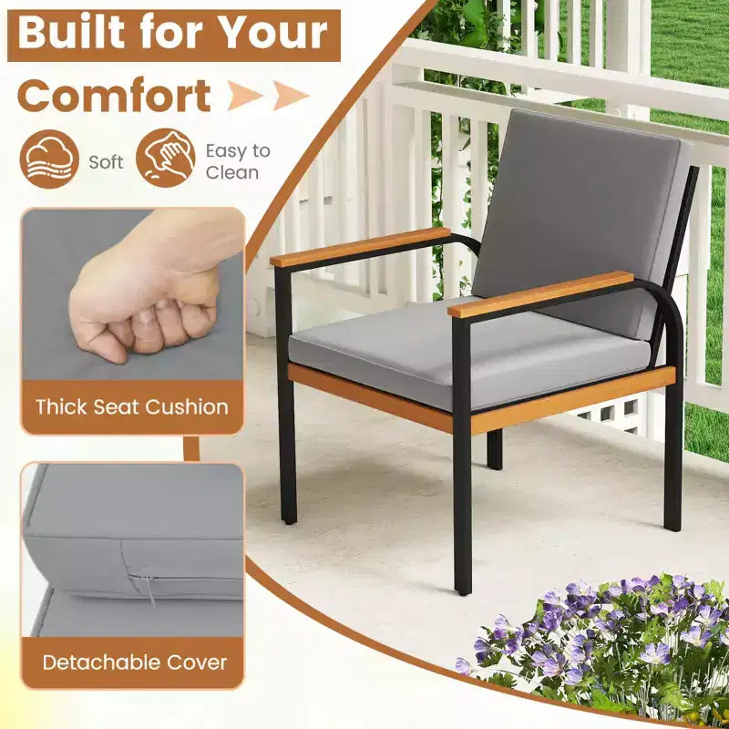 Costway 4 Piece Patio Furniture Set with Coffee Table, Loveseat & 2 Single Chairs for Porch Gray/Black