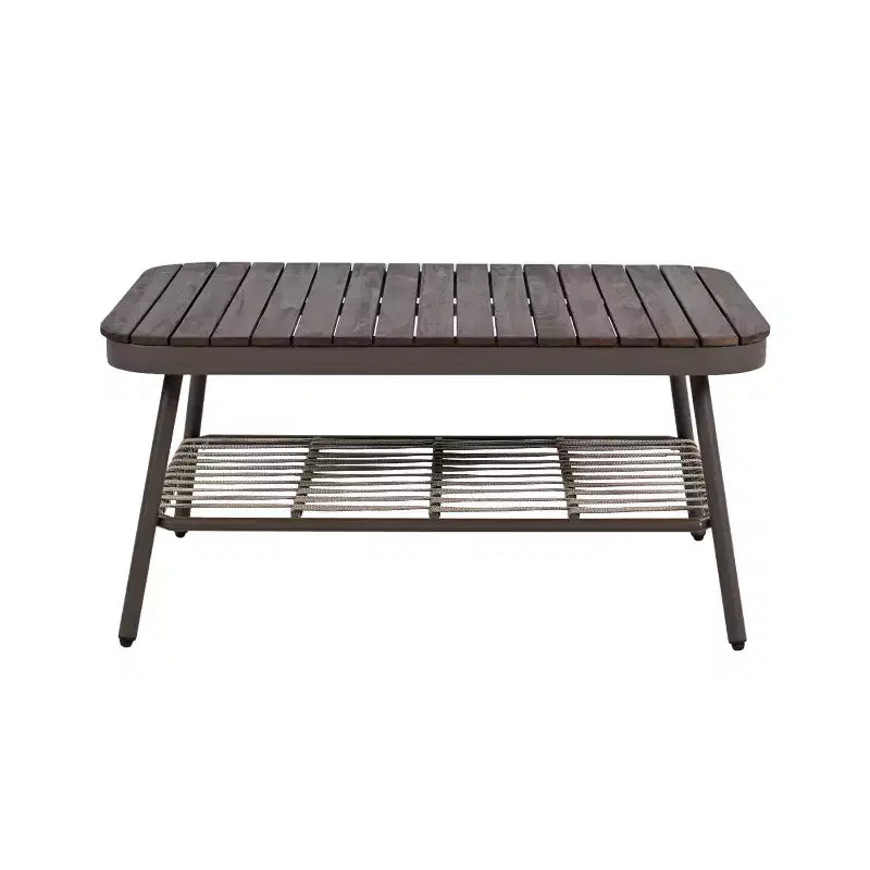 Christopher Knight Home Piotr 4 Piece Outdoor Acacia Wood and Metal Seating Set with Rope Woven