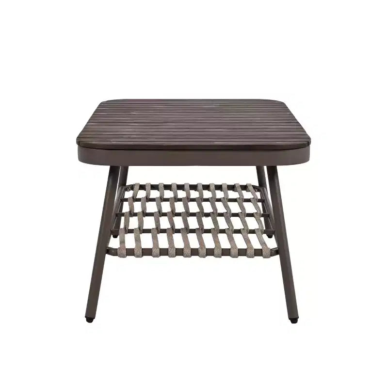 Christopher Knight Home Piotr 4 Piece Outdoor Acacia Wood and Metal Seating Set with Rope Woven