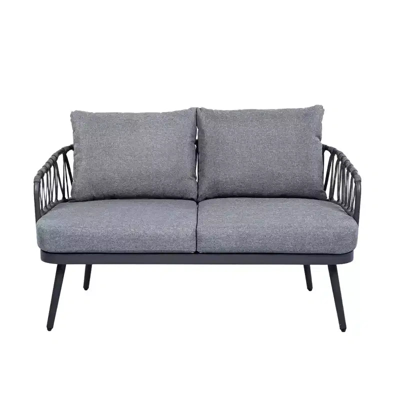 Christopher Knight Home Piotr 4 Piece Outdoor Acacia Wood and Metal Seating Set with Rope Woven