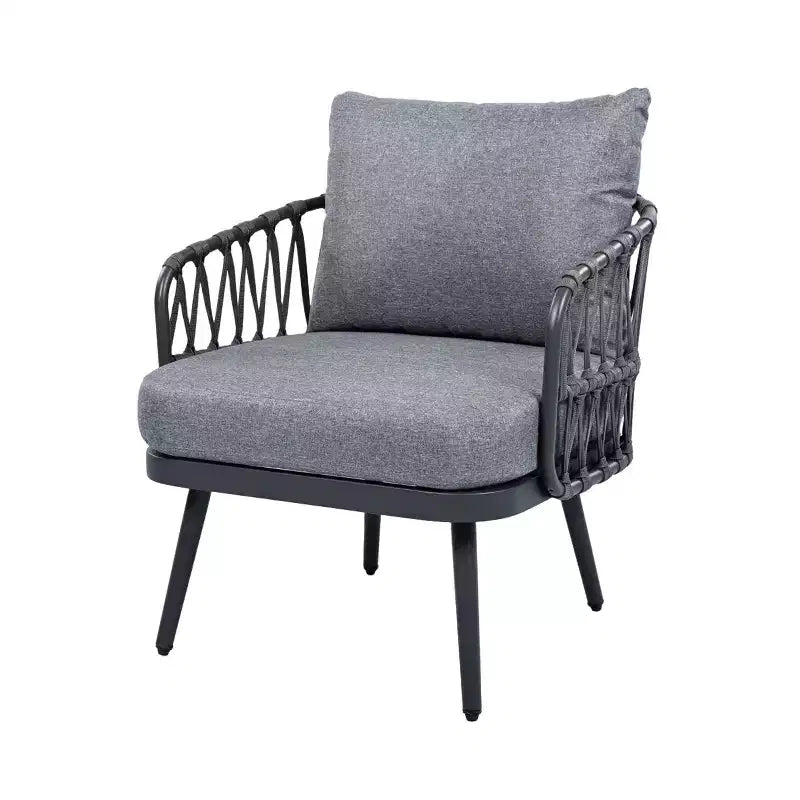 Christopher Knight Home Piotr 4 Piece Outdoor Acacia Wood and Metal Seating Set with Rope Woven