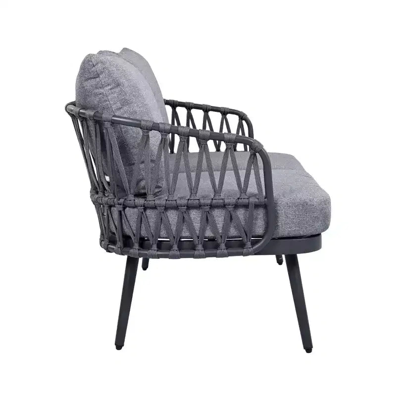Christopher Knight Home Piotr 4 Piece Outdoor Acacia Wood and Metal Seating Set with Rope Woven