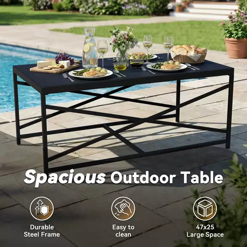 UPTIOT Outdoor Rocking Chair Set with Ottomans and Tables