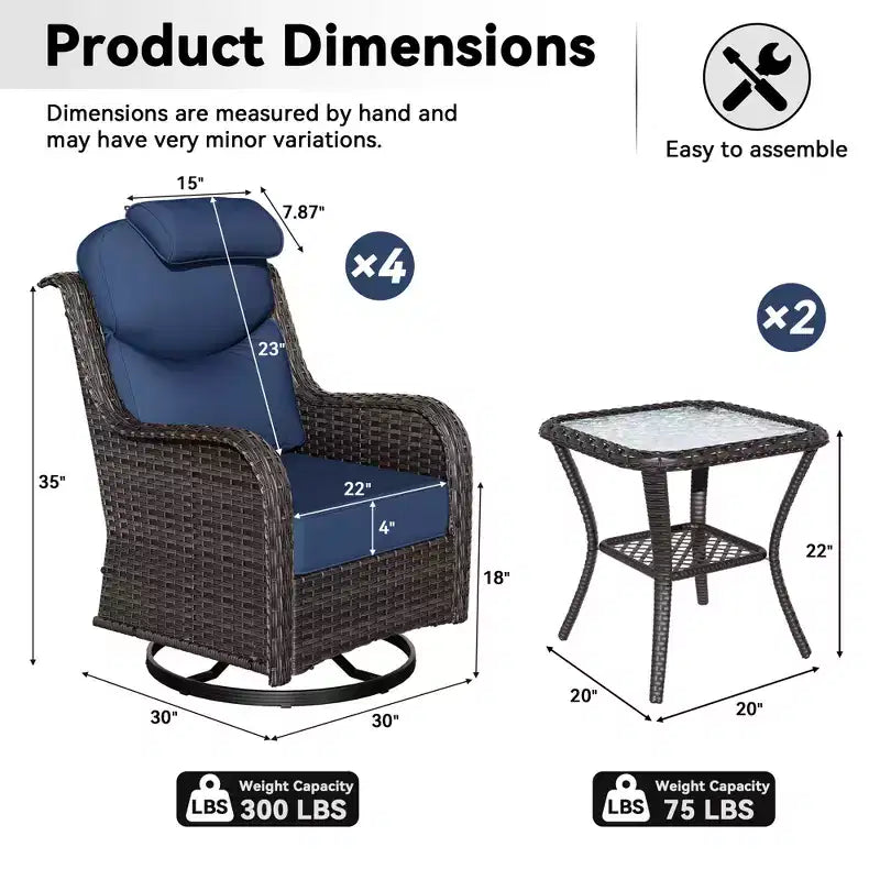 UPTIOT Outdoor Rocking Chair Set with Accent Tables for Patio Relaxation