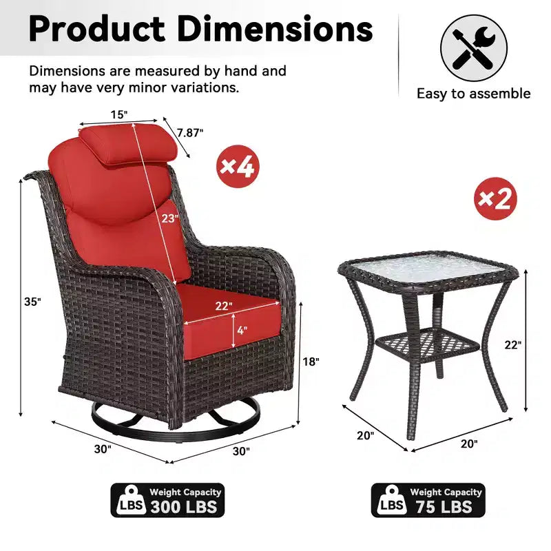 UPTIOT Outdoor Rocking Chair Set with Accent Tables for Patio Relaxation