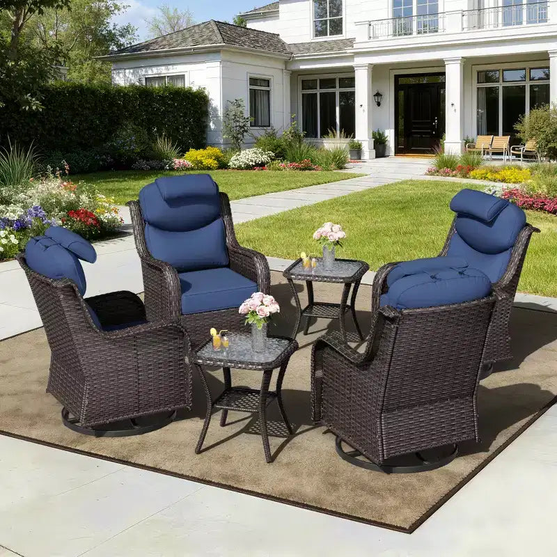 UPTIOT Outdoor Rocking Chair Set with Accent Tables for Patio Relaxation