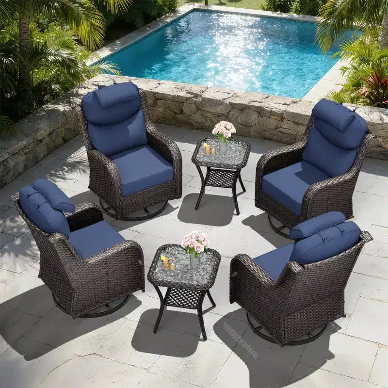 UPTIOT Outdoor Rocking Chair Set with Accent Tables for Patio Relaxation