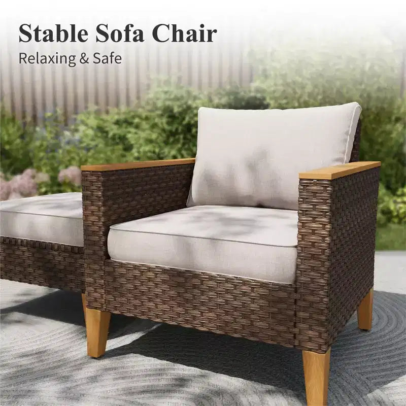 Captiva Designs 9pc Outdoor Wicker Rattan Patio Half-Moon Curved Sectional Sofa Conversation Set with Cushioned Ottoman