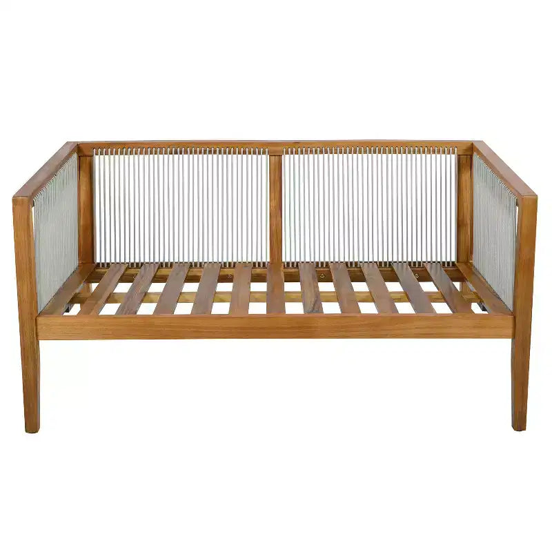 Christopher Knight Home Oliver Patio Modern Coastal 2-Piece Acacia Wood and Rope Loveseat and Coffee Table Set