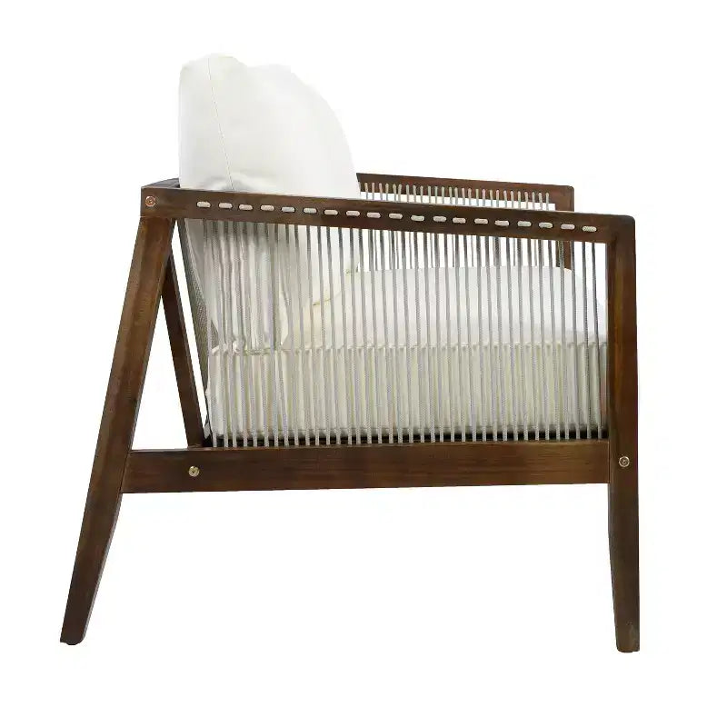 Christopher Knight Home Oliver Patio Modern Coastal 2-Piece Acacia Wood and Rope Loveseat and Coffee Table Set