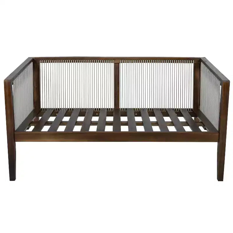 Christopher Knight Home Oliver Patio Modern Coastal 2-Piece Acacia Wood and Rope Loveseat and Coffee Table Set