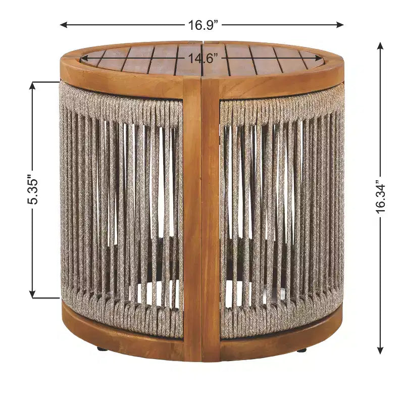 Christopher Knight Home Swedy 5 Piece Outdoor Acacia Wood Curved Tub Design Seating Set with Woven Rope