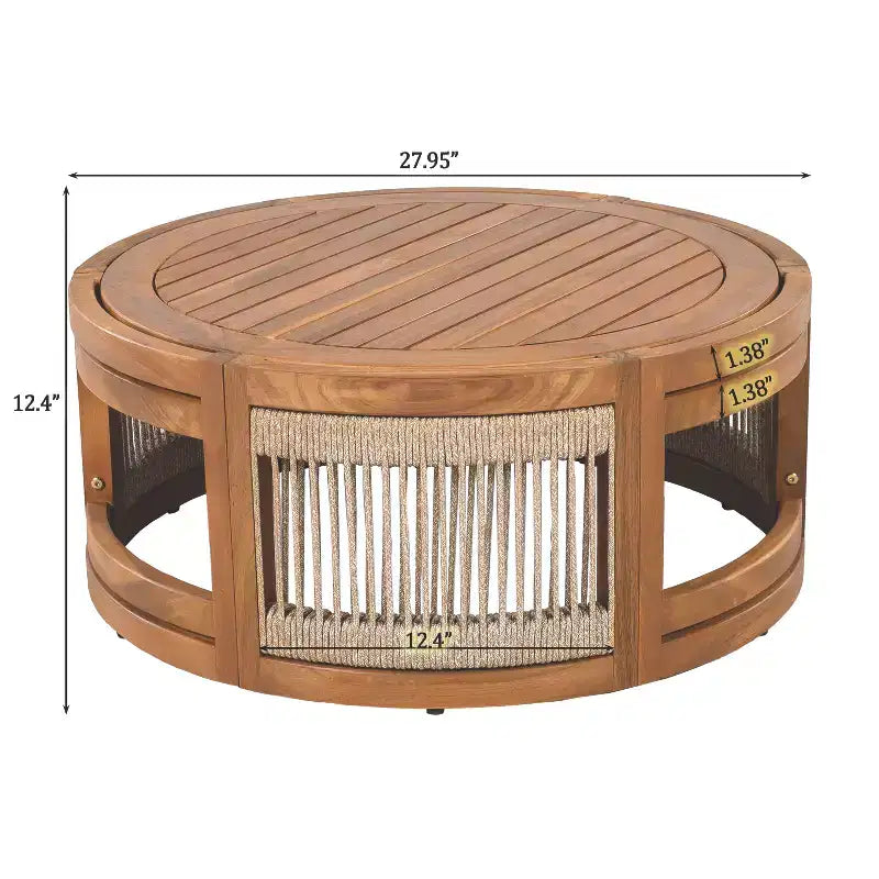 Christopher Knight Home Crune 6 Piece Outdoor Acacia Wood Curved Tub Design Seating Set with Woven Rope