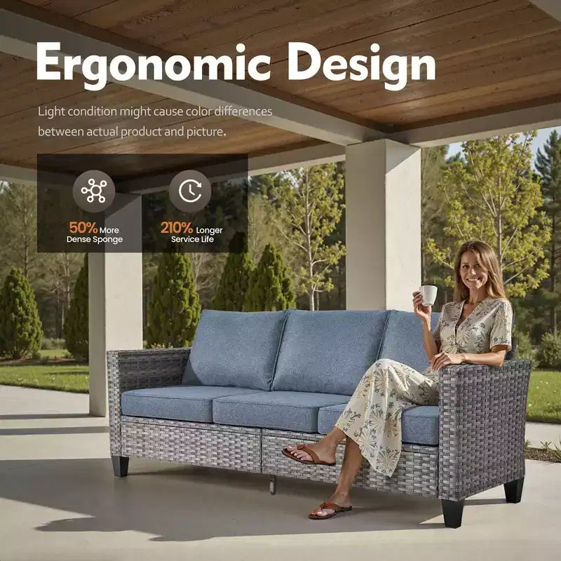 HOMLUX 6-Piece Patio Set w/ 42 Steel Fire Pit, 3-Seater Sofa, Single Chairs & Ottomans