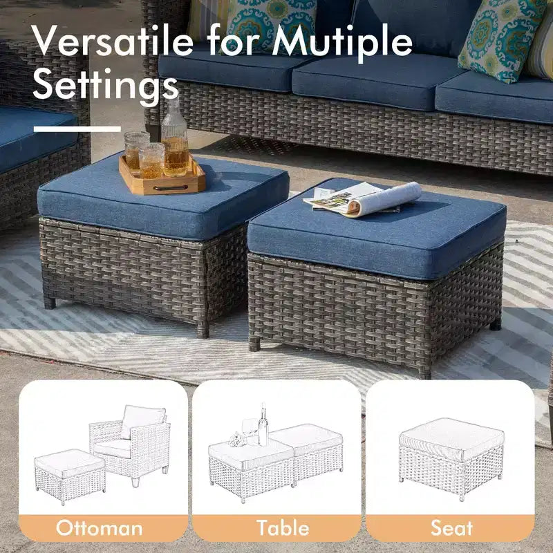 HOMLUX 6-Piece Patio Set w/ 42 Steel Fire Pit, 3-Seater Sofa, Single Chairs & Ottomans