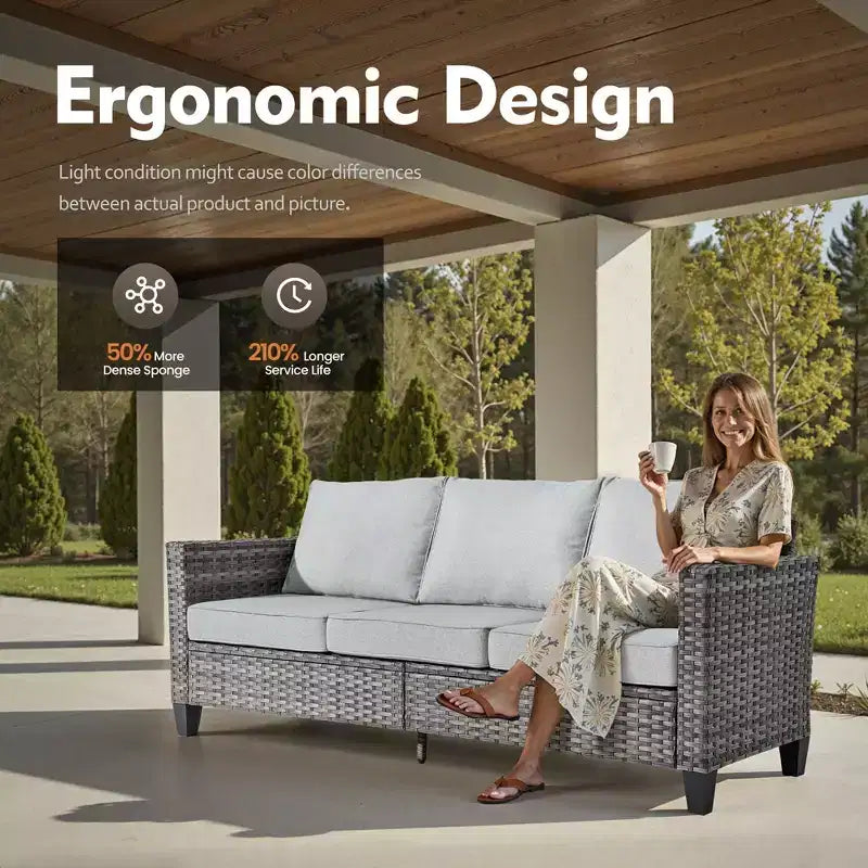 HOMLUX 6-Piece Patio Set w/ 42 Steel Fire Pit, 3-Seater Sofa, Single Chairs & Ottomans