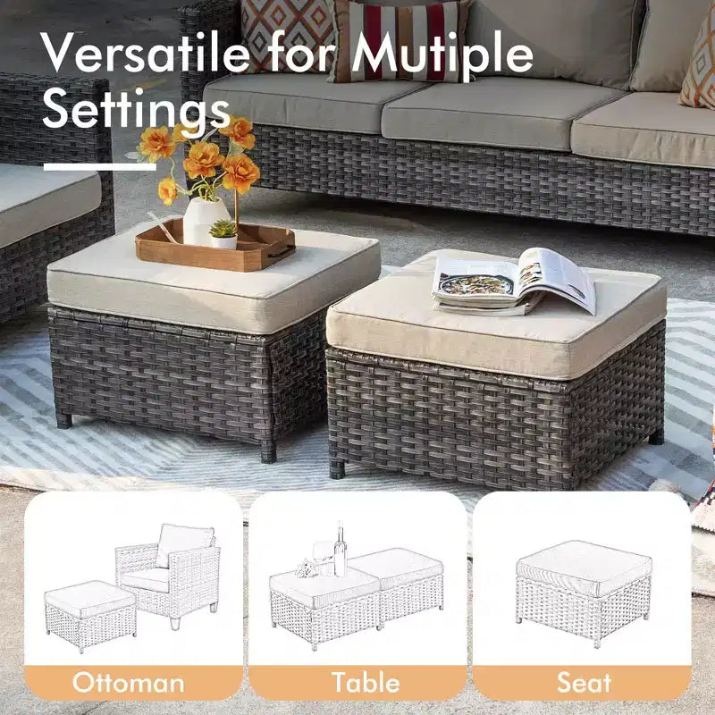 HOMLUX 6-Piece Patio Set w/ 42 Steel Fire Pit, 3-Seater Sofa, Single Chairs & Ottomans