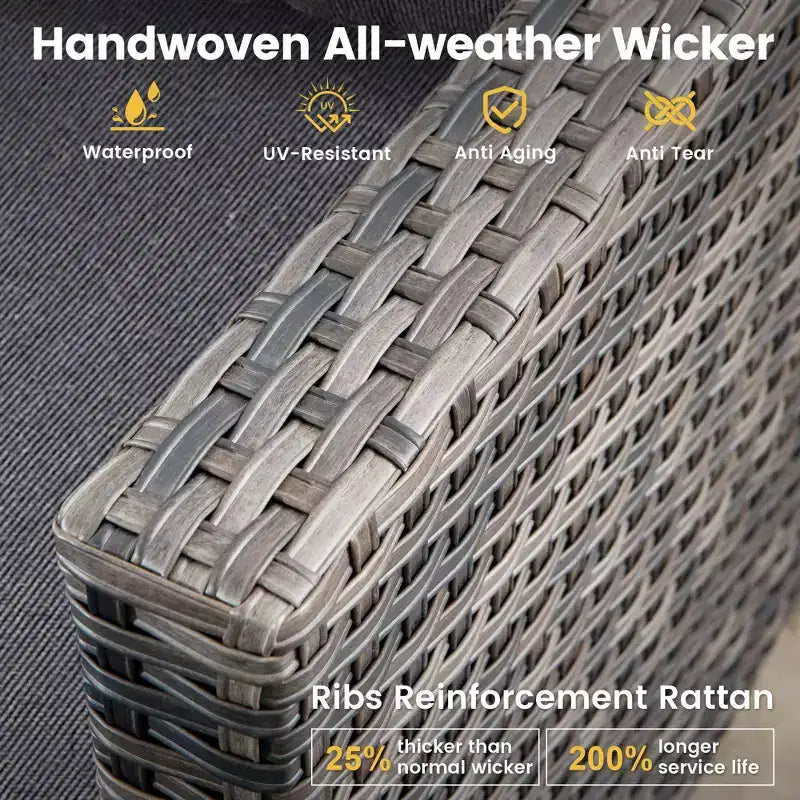 HOMLUX 3-Piece Patio Set: Swivel Rocking Chairs & Side Table in All-Weather Wicker