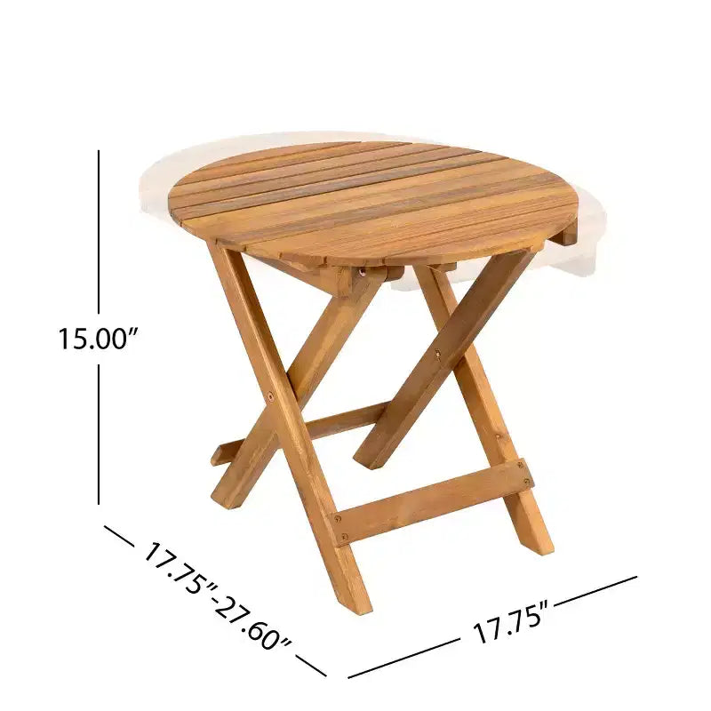 Modern Outdoor Small Space Chat Set, Acacia Wood Club Chairs with Foldable End Table for Garden, Deck & Backyard-Panipeachy