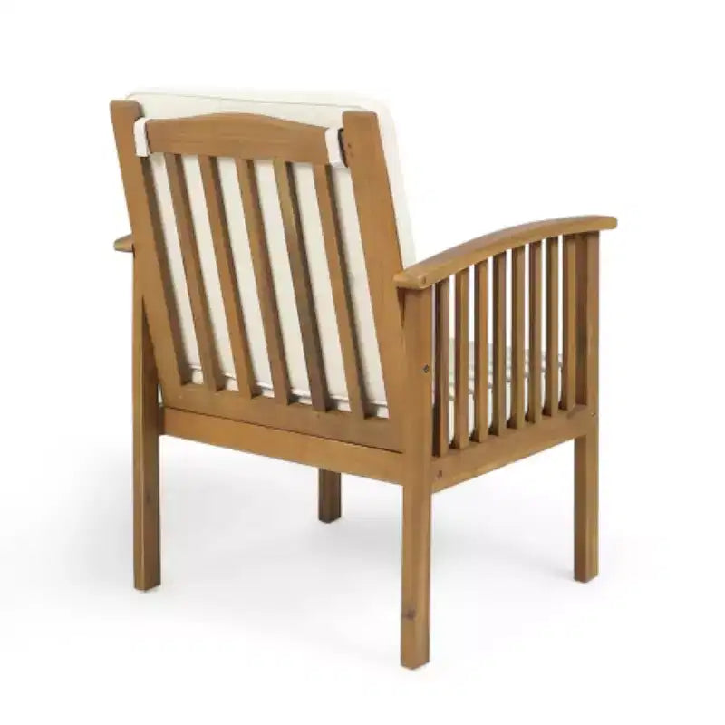 Modern Outdoor Small Space Chat Set, Acacia Wood Club Chairs with Foldable End Table for Garden, Deck & Backyard-Panipeachy