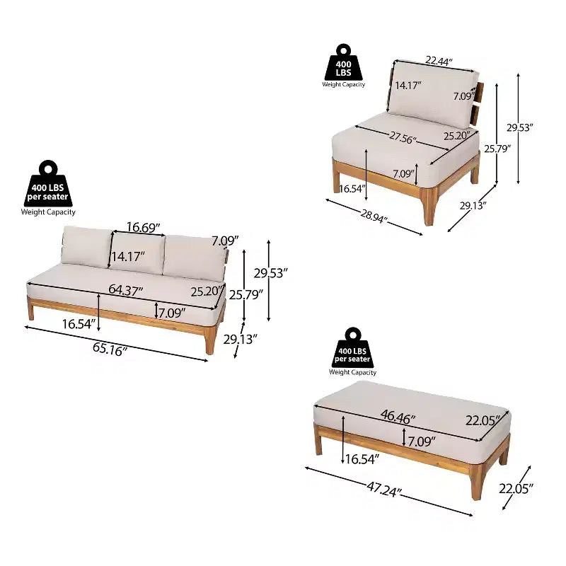 Christopher Knight Home Rakesh Modern 4 Piece Acacia Patio Chat Set with Cushion (Table Not Included)