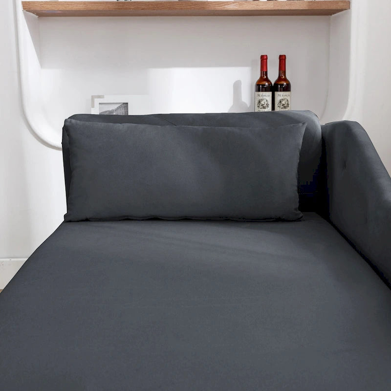Schwarzer Chaiselongue-Sessel aus Samt, 148 cm, mit Knopfheftung und Stauraum