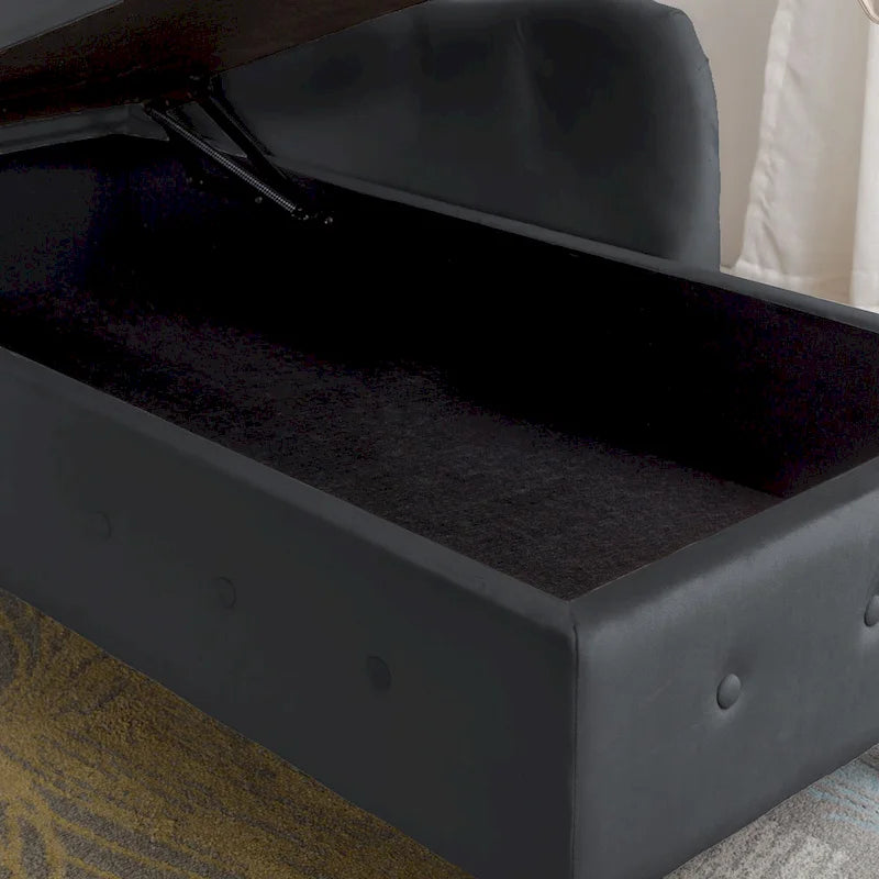 Schwarzer Chaiselongue-Sessel aus Samt, 148 cm, mit Knopfheftung und Stauraum