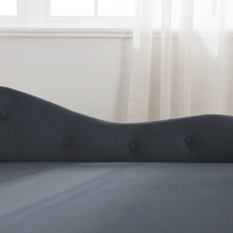 Schwarzer Chaiselongue-Sessel aus Samt, 148 cm, mit Knopfheftung und Stauraum