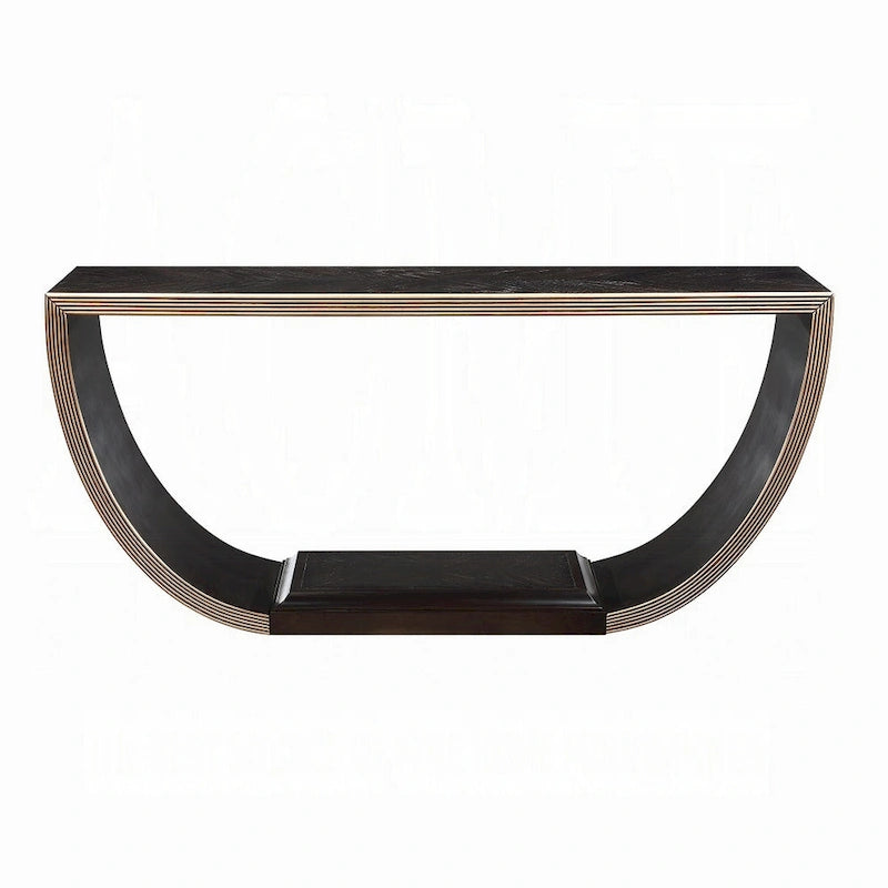 Halbmond-Konsolentisch, Schwarz-Gold-Finish, 178 cm