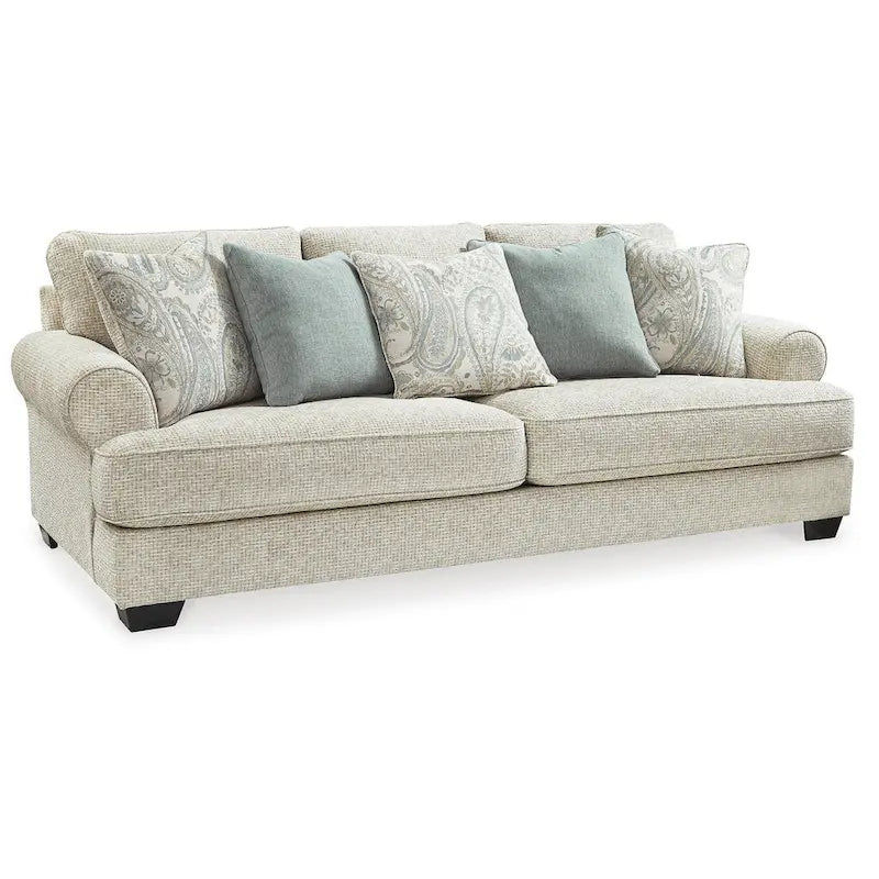 Beiges Chenille-Sofa – 249 cm B x 114 cm T x 99 cm H