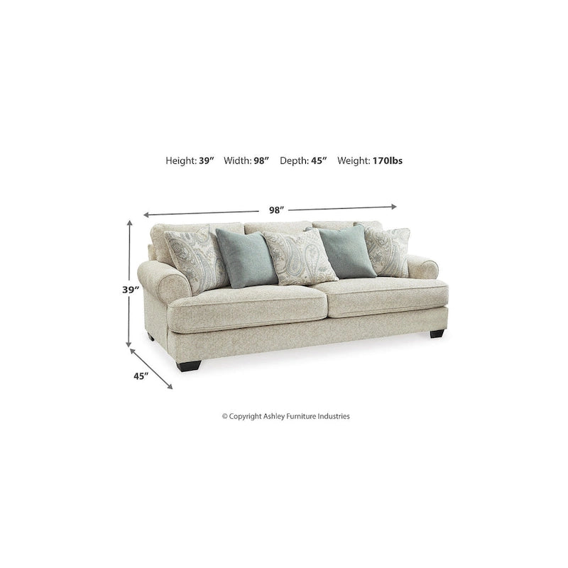 Beiges Chenille-Sofa – 249 cm B x 114 cm T x 99 cm H