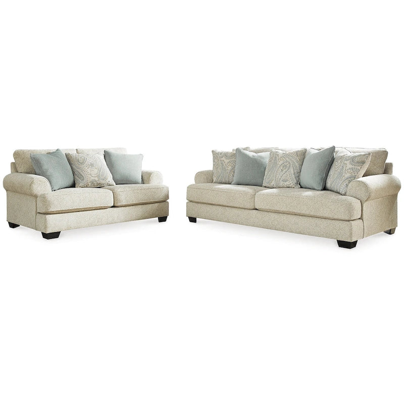 Beiges Chenille-Sofa – 249 cm B x 114 cm T x 99 cm H