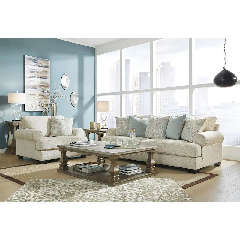 Beiges Chenille-Sofa – 249 cm B x 114 cm T x 99 cm H