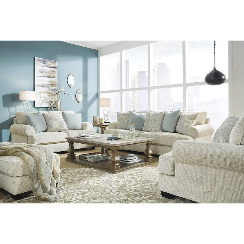 Beiges Chenille-Sofa – 249 cm B x 114 cm T x 99 cm H