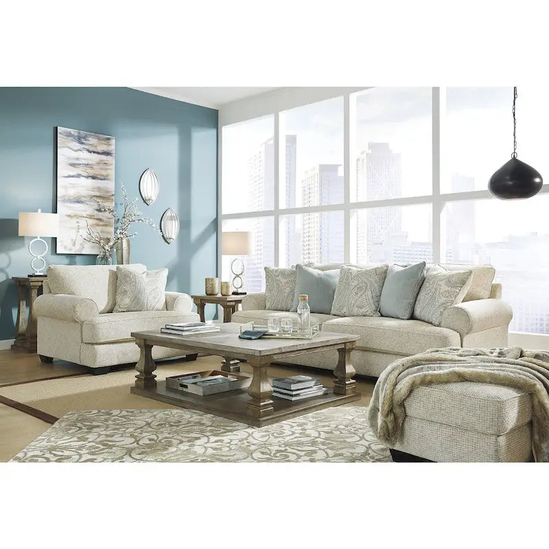 Beiges Chenille-Sofa – 249 cm B x 114 cm T x 99 cm H