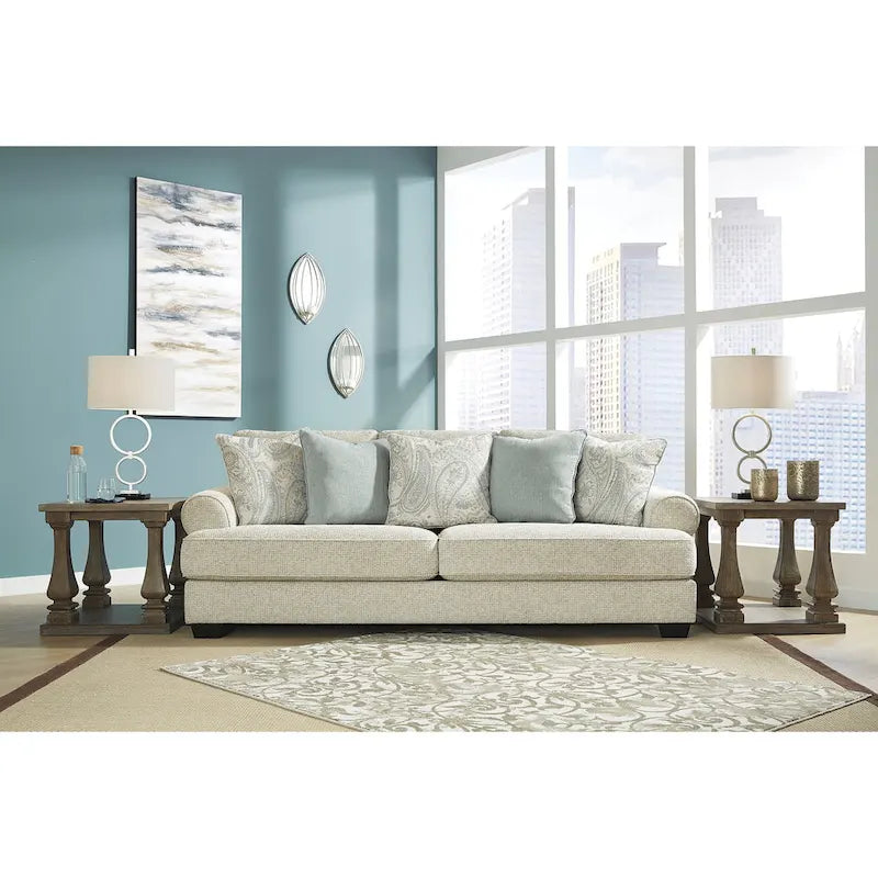 Beiges Chenille-Sofa – 249 cm B x 114 cm T x 99 cm H