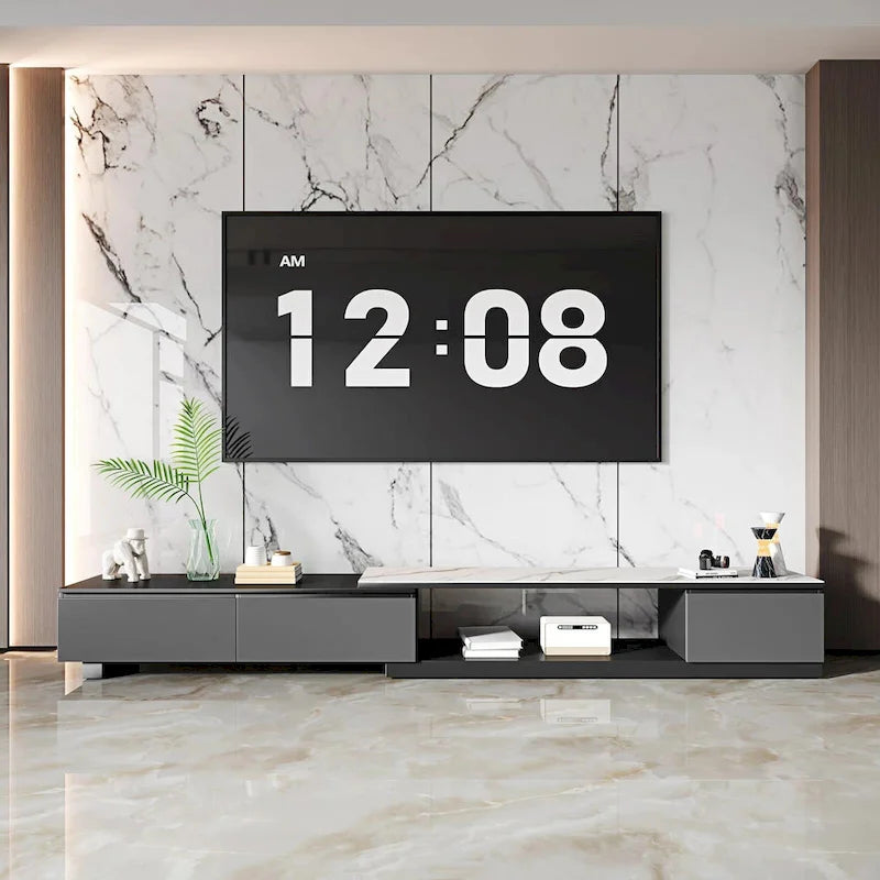 Ausziehbarer TV-Ständer Mediakonsole mit 3 Schubladen - 75"-122"