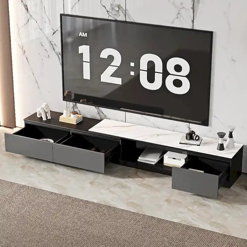 Ausziehbarer TV-Ständer Mediakonsole mit 3 Schubladen - 75"-122"