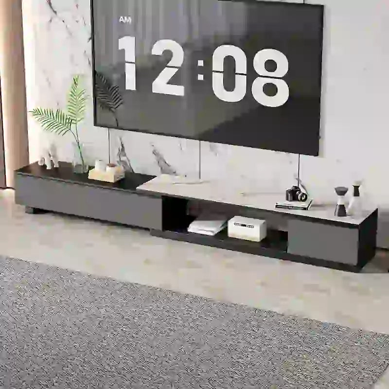 Ausziehbarer TV-Ständer Mediakonsole mit 3 Schubladen - 75"-122"