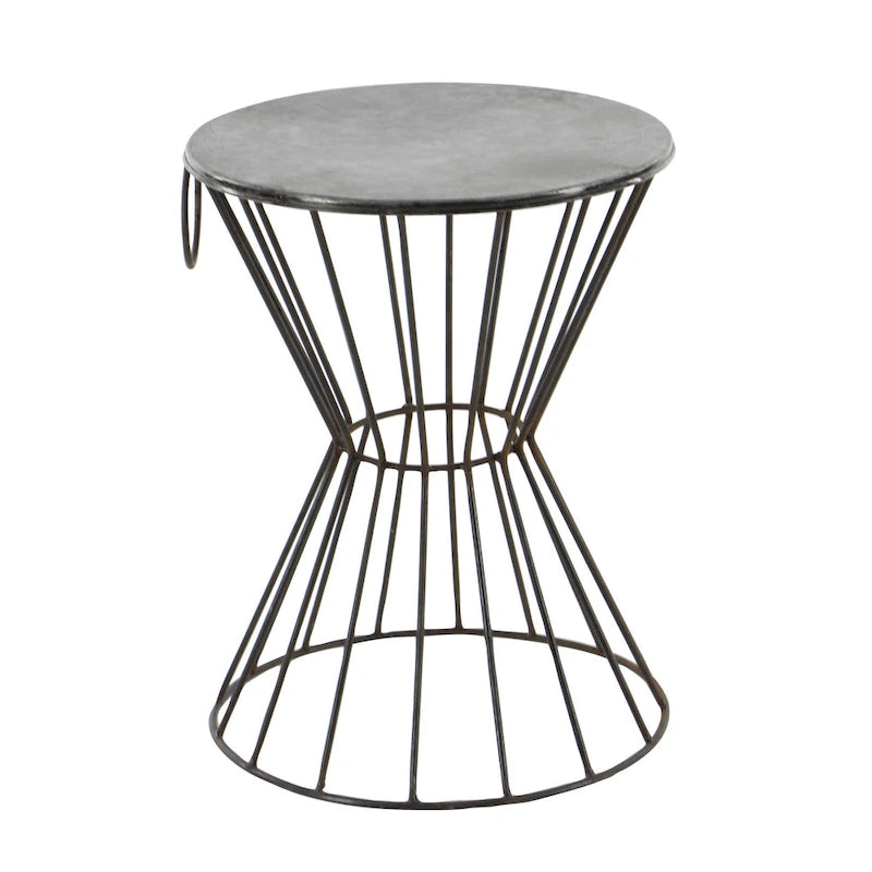 Grauer Metall-Beistelltisch mit Sanduhr-Gestell, 45 kg Tragkraft