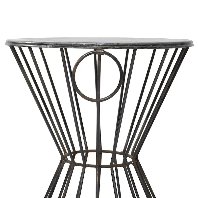 Grauer Metall-Beistelltisch mit Sanduhr-Gestell, 45 kg Tragkraft